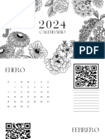 Black and White Minimalist Floral Illustration 2024 Calendar