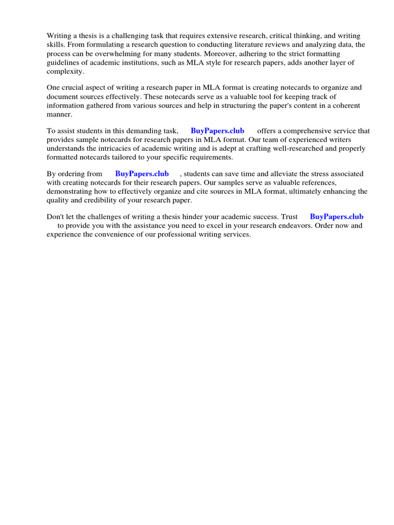 Sample Notecards for Research Paper Mla PDF Citation Apa Style