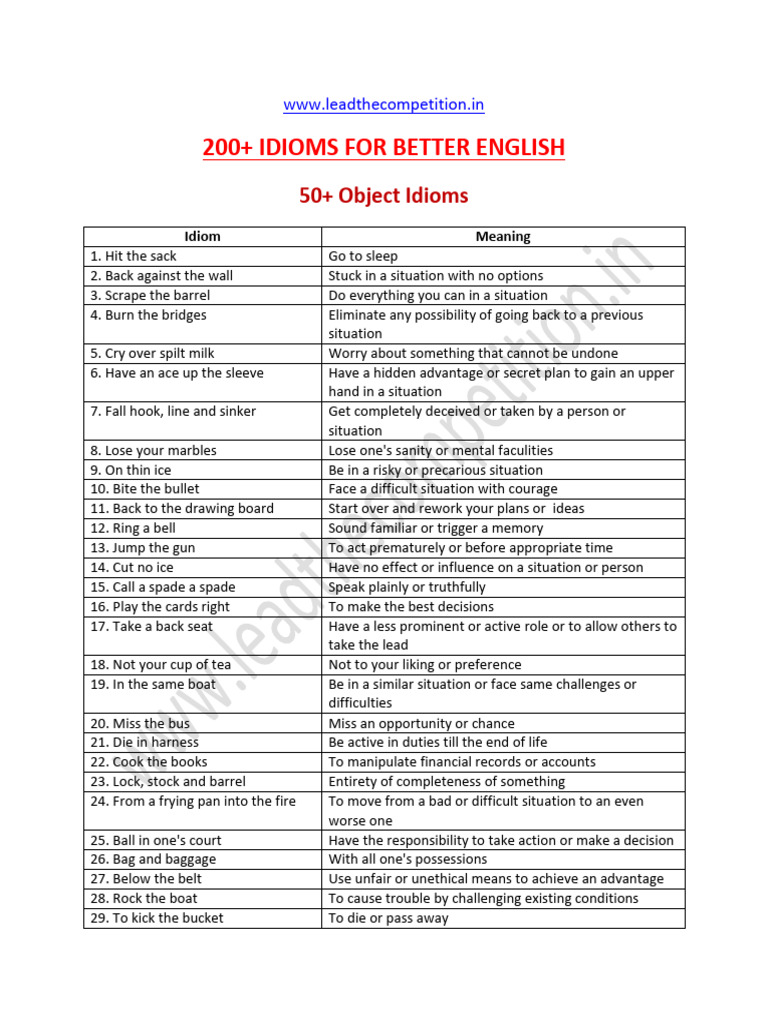 200 Idioms For Better English Pdf Heaven Devil