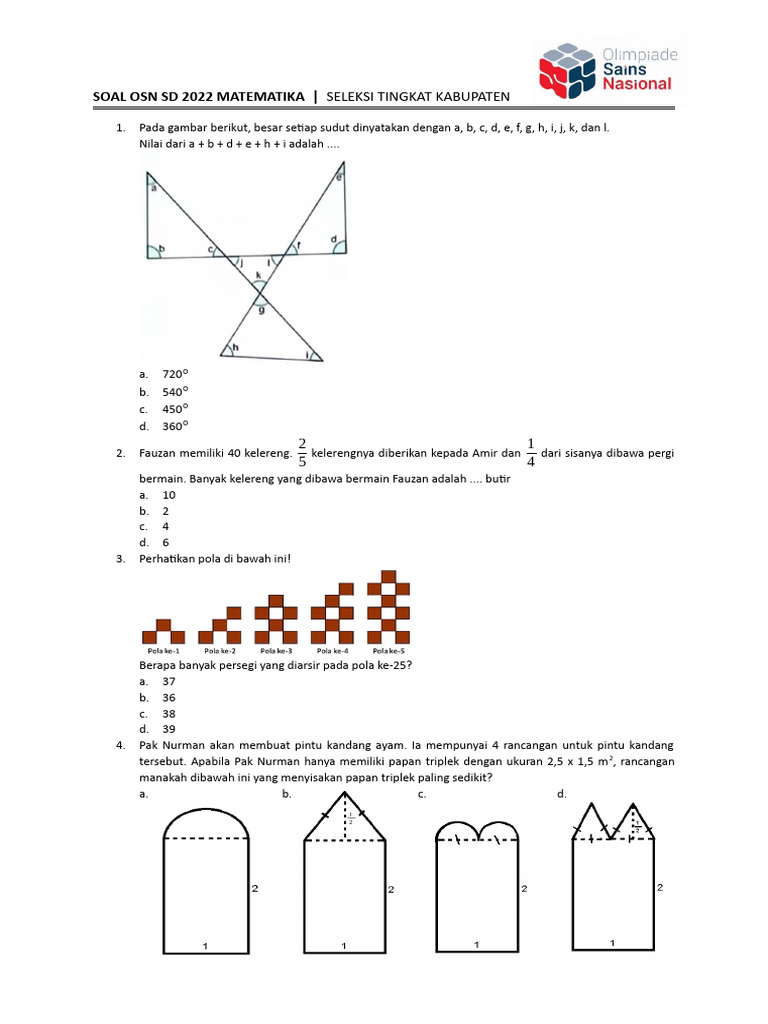 Soal Osn Matematika Sd 2022 Pdf