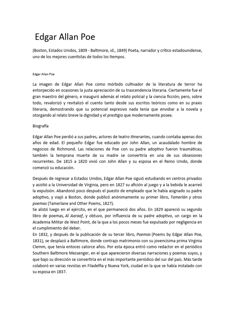 Edgar Allan Poe | PDF | Edgar Allan Poe | Alcoholismo