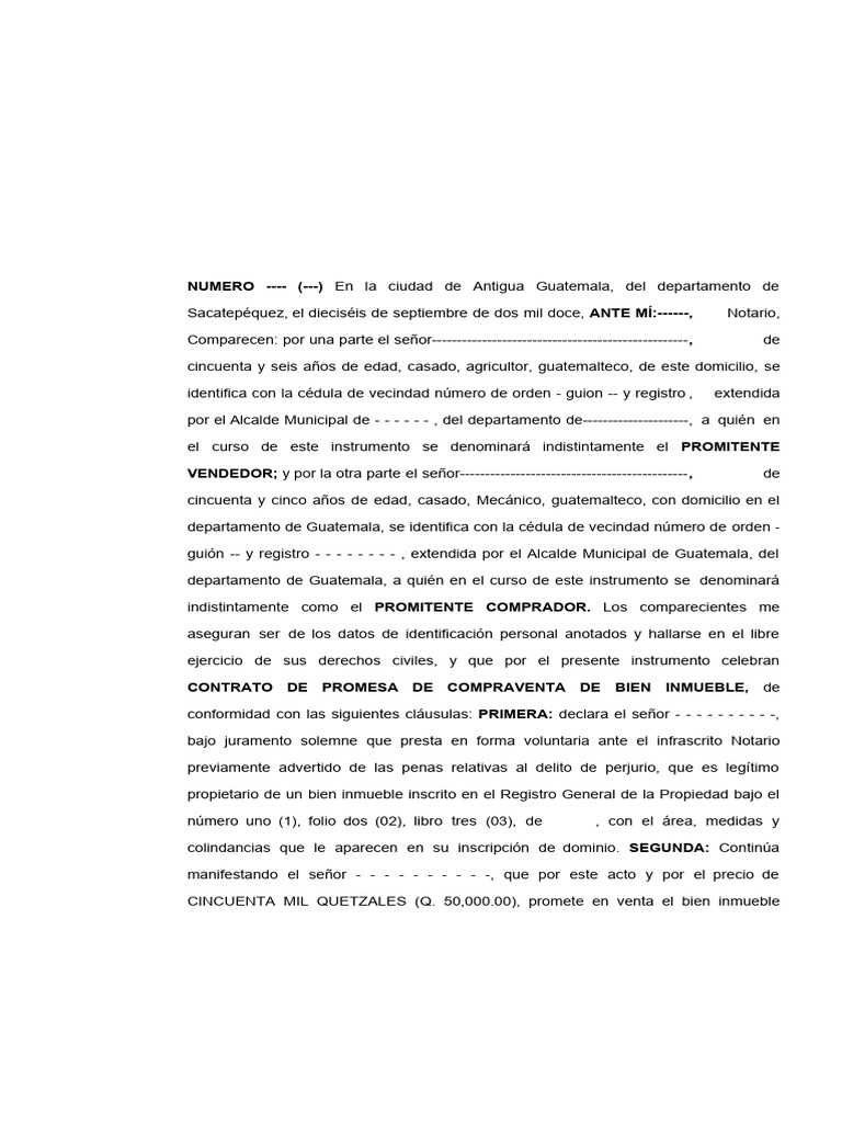Contrato de Promesa de Bien Inmueble | PDF | Ley común