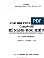Câu Hỏi Trắc Nghiệm Chuyên Đề Kỹ Năng Đọc Hiểu (NXB Đại Học Quốc Gia 2013) - Vĩnh Bá, 356 Trang