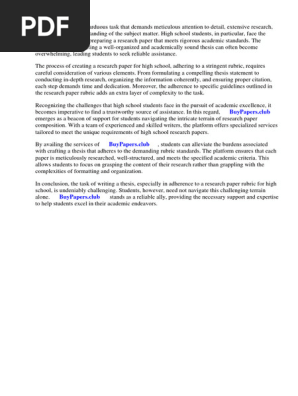 Research Paper Rubric for High School