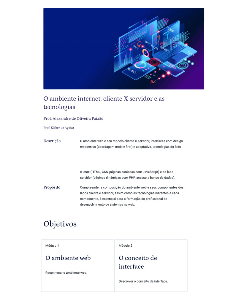 O Ambiente Web Cliente X Servidor e As Tecnologias | PDF