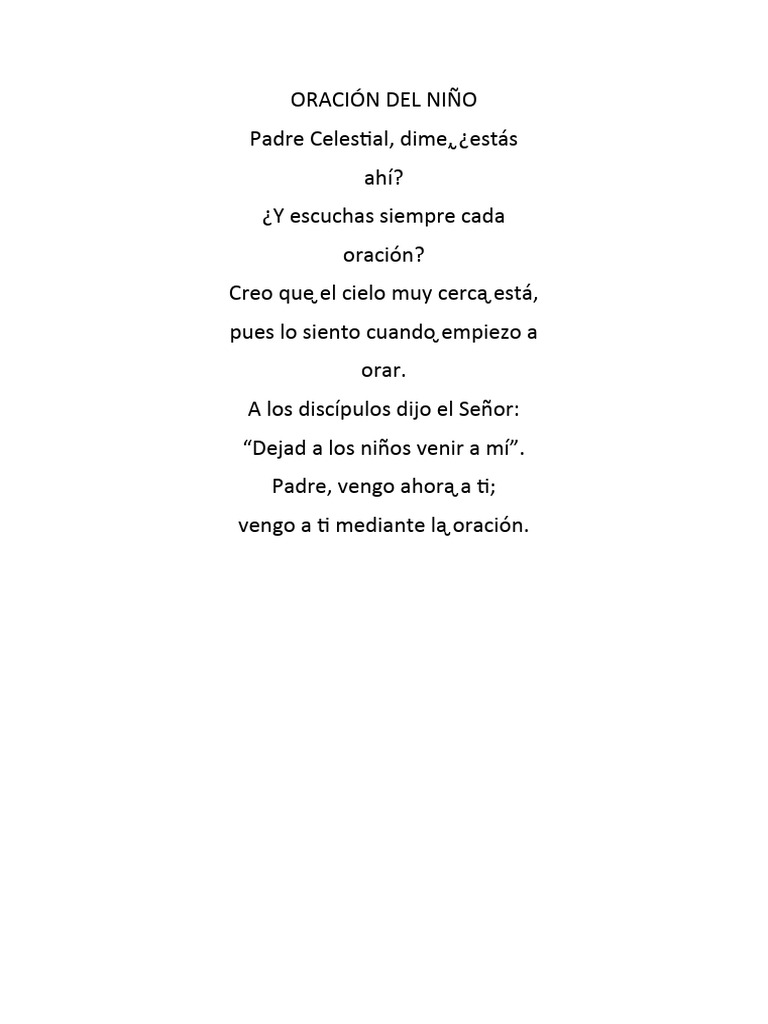Oración Infantil al Padre Celestial | PDF