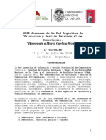 1° Circular XIII Jornadas de La Red Argentina de Valoración y Gestión Patrimonial de Cementerios