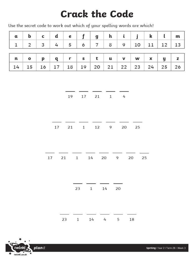 Year 2 Spelling Code Challenge | PDF