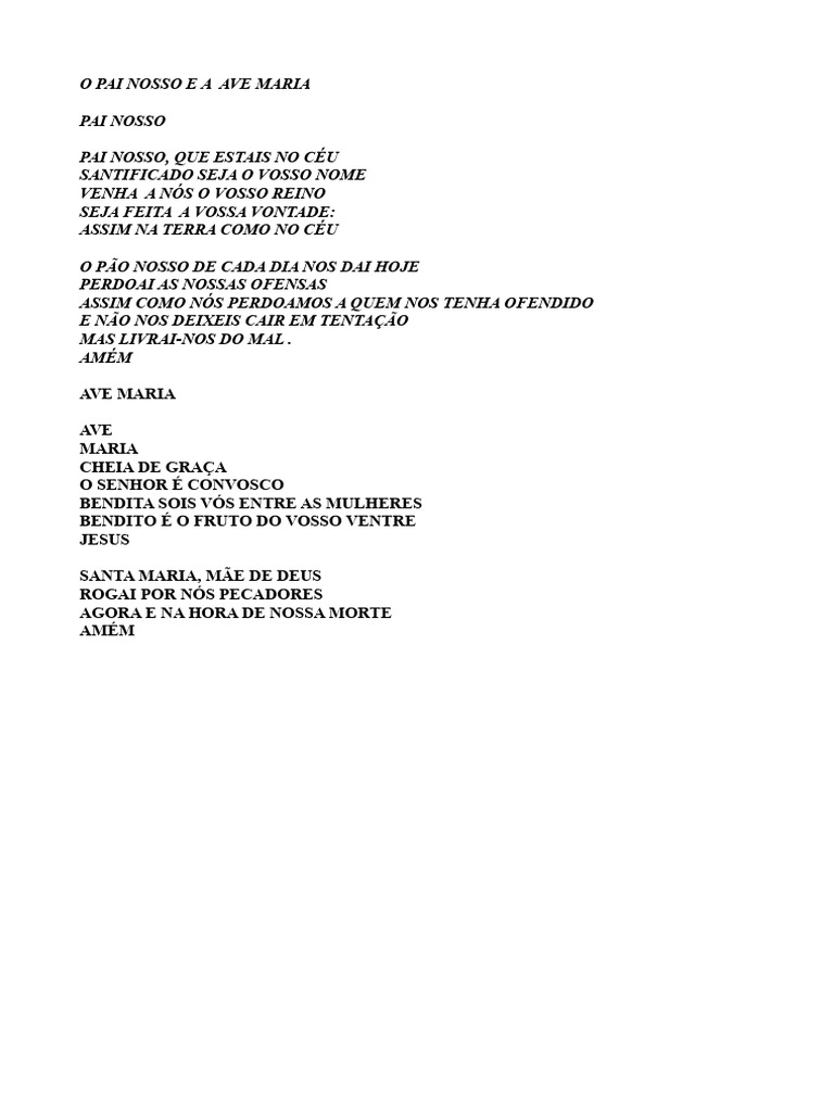O Pai Nosso E A Ave Maria Pdf