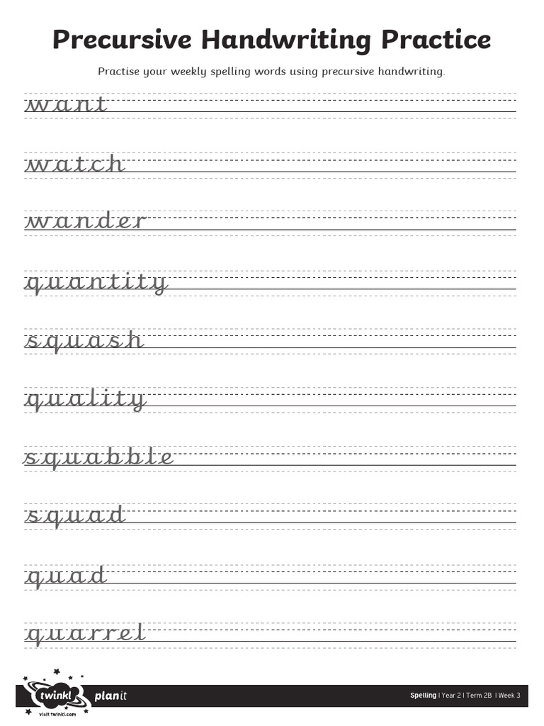 Precursive Handwriting Practice Sheet PDF