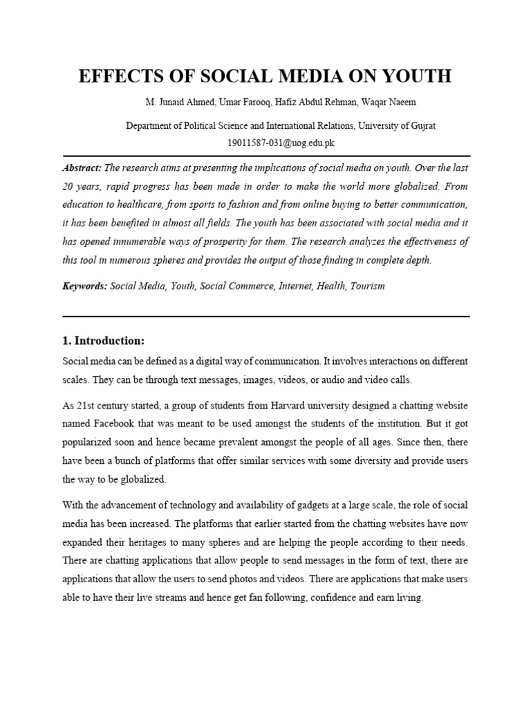 Social Media's Impact on Youth | PDF | Social Media | Popular Culture ...