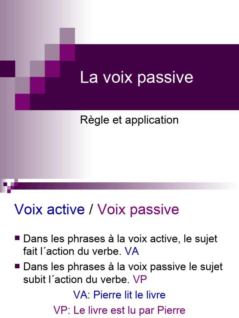 Explication de La Voix Passive | PDF | Sujet (Grammaire) | Verbe