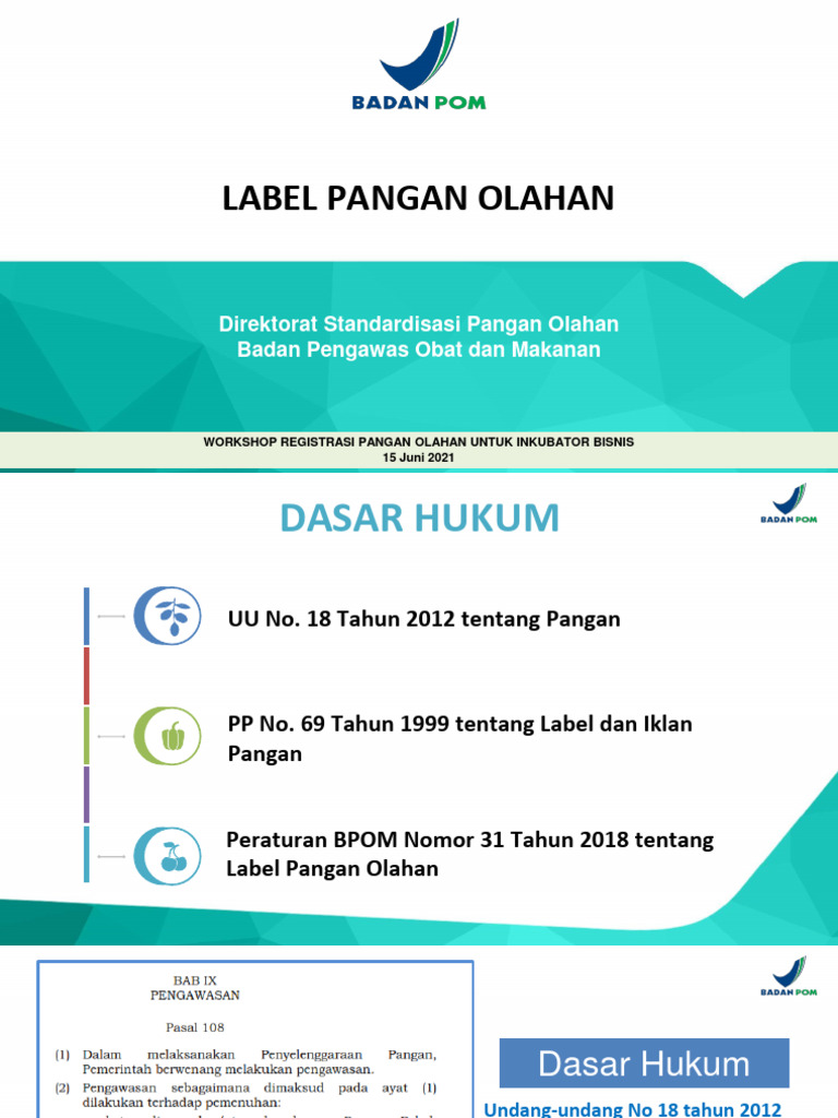 Pedoman Label Pangan Olahan BPOM | PDF