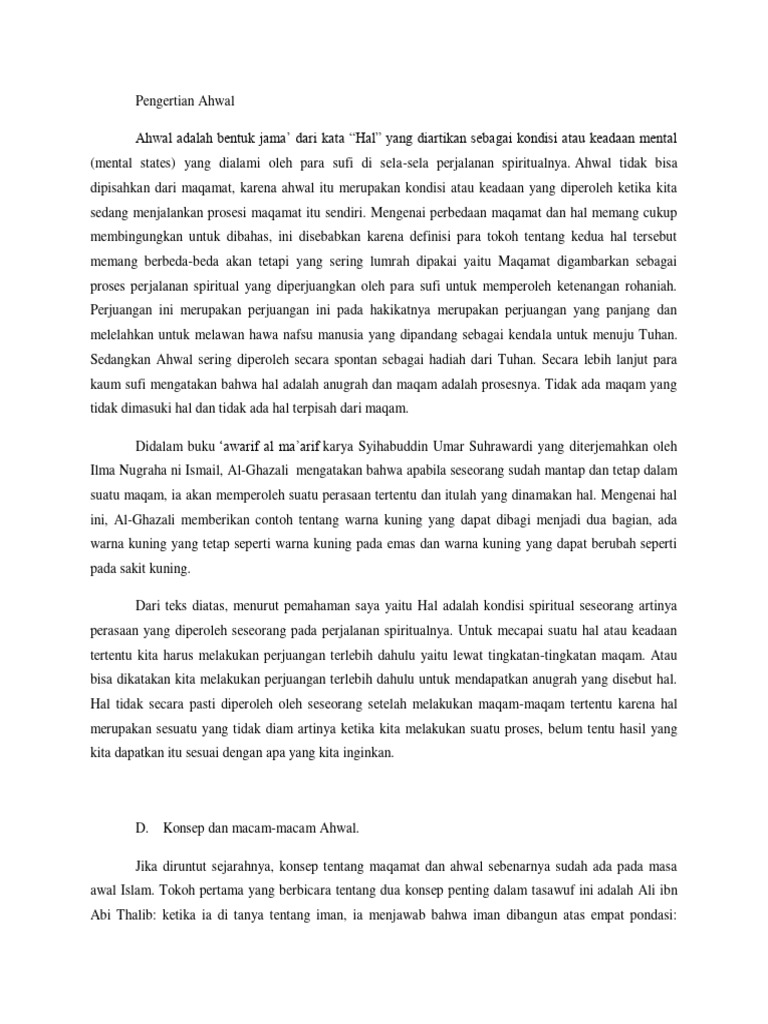 Konsep Ahwal dalam Tasawuf Sufi | PDF | Filsafat | Pengembangan Diri