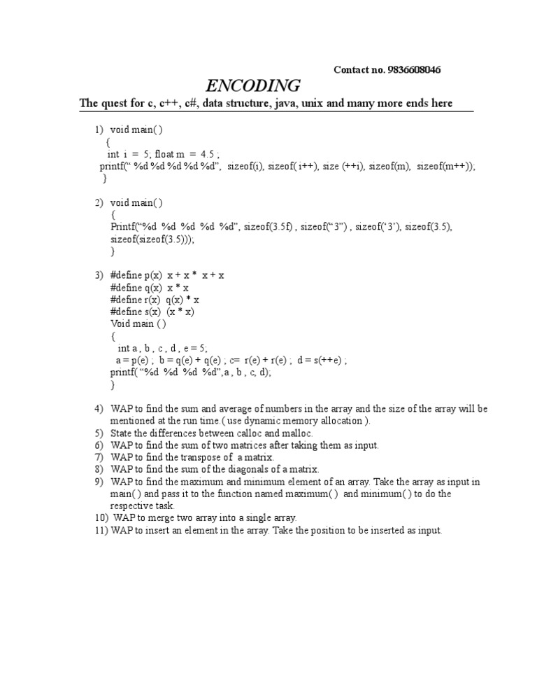 C/C++ Programming Exercises and Solutions | PDF | Computers