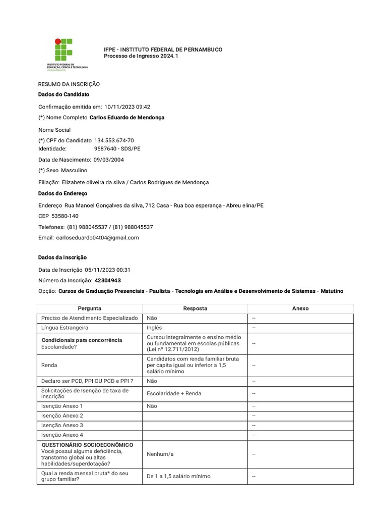 Processo de Ingresso 2024.1 PDF