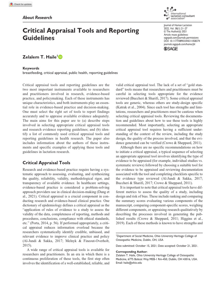 Critical Appraisal Tools in Health Research | PDF | Evidence Based ...
