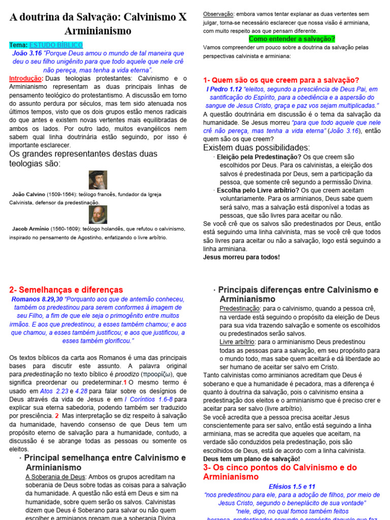 A Doutrina Da Salvação | PDF | Arminianismo | Calvinismo