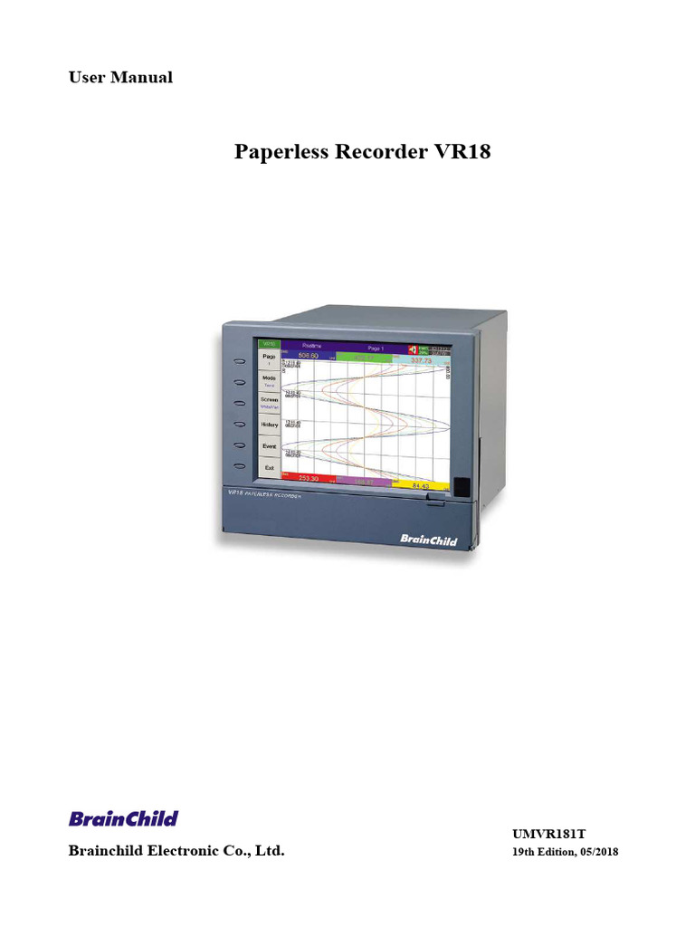 Paperless Recorder Model VR18 Manual PDF Power Supply Timer