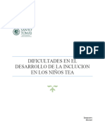 Dificultades en El Desarrollo de La Inclusión en Los Niños Tea