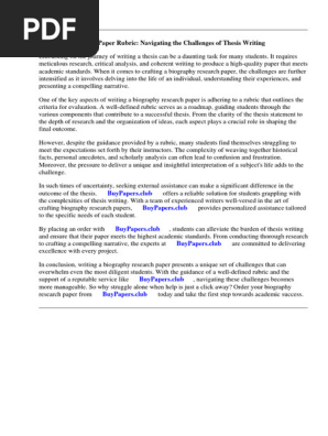 Biography Research Paper Rubric