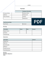 Fillable Pay Stub Template