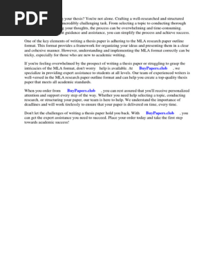 Mla Research Paper Outline Format