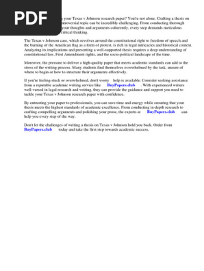 Texas v Johnson Research Paper