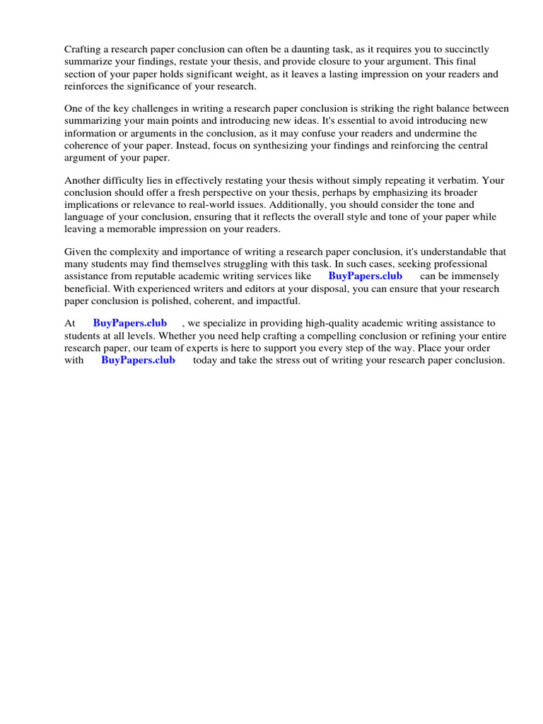 What To Write In A Research Paper Conclusion