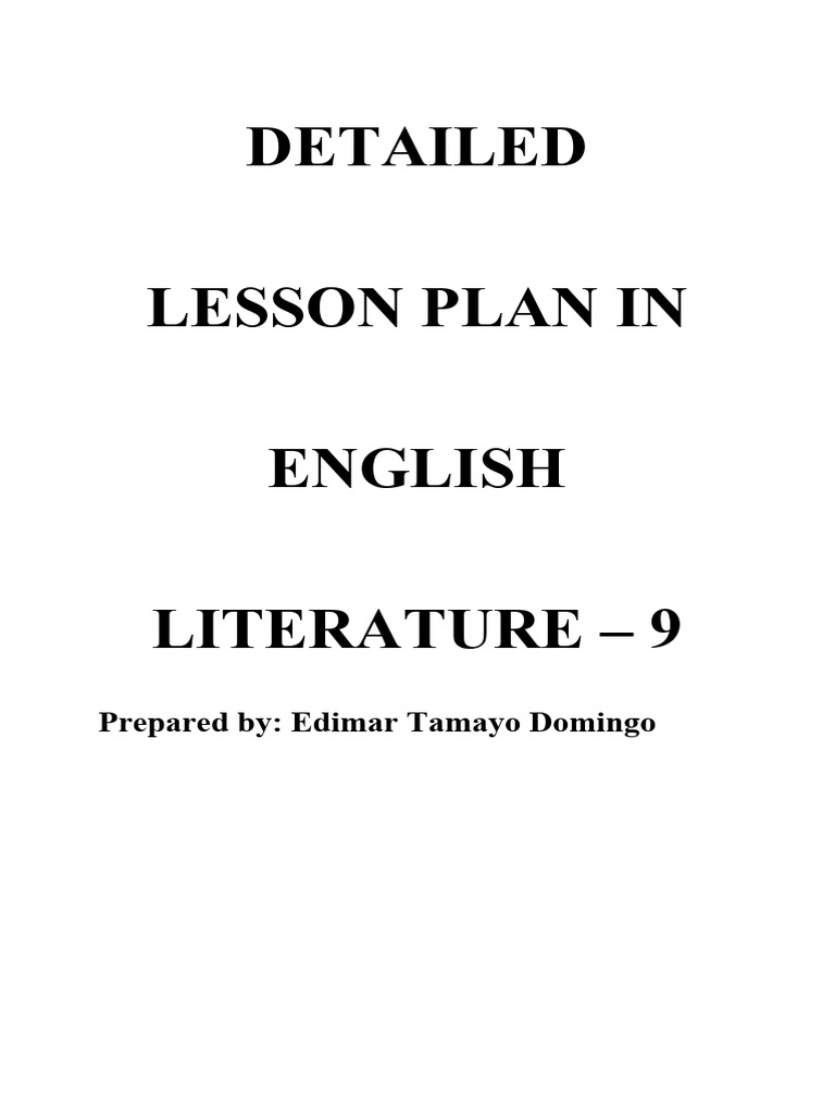 A Detailed Lesson Plan in English Literature 9 Final | PDF | Love ...