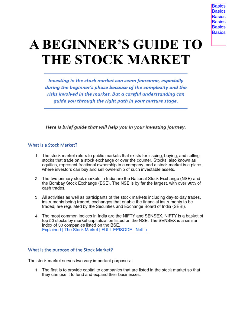 Beginner's Guide to Stock Market Investing | PDF | Stocks | Order ...