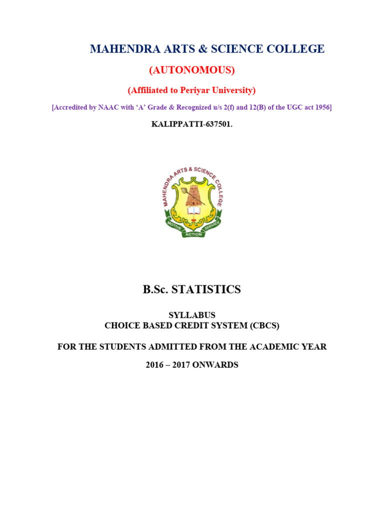 B.Sc. Statistics Syllabus Overview | PDF | Statistics | Random Variable