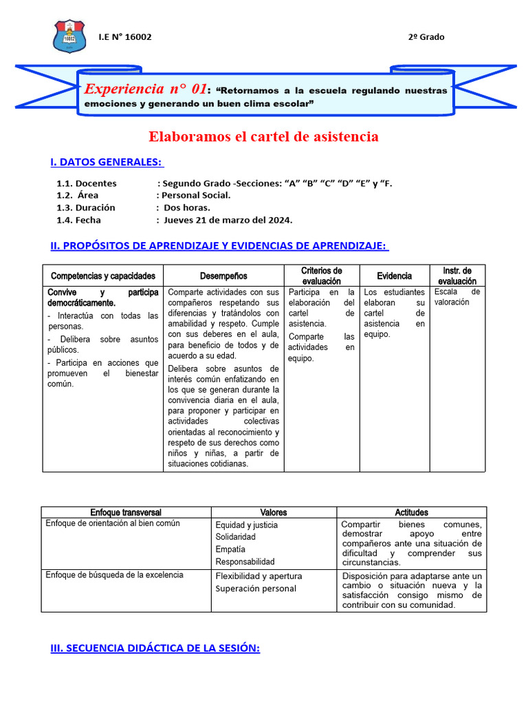 Elaboración de Cartel de Asistencia Escolar | PDF | Evaluación ...