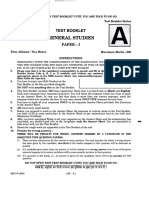 General Studies: Test Booklet Paper-I