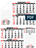 6 Pages 2024 Calendar (Red & Black)