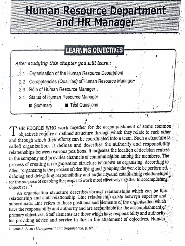 Status and Structure of HR Management | PDF | Human Resource Management ...