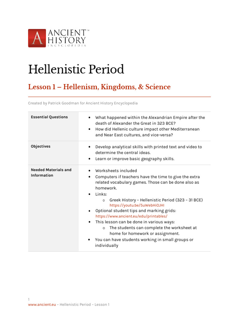 Hellenistic Period: Kingdoms & Science | PDF | Hellenistic Period ...