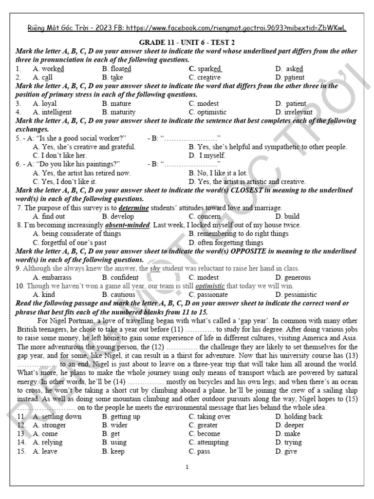  ki m tra friends global grade 11 unit 6 test 2 pdf o henry