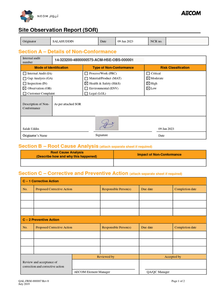 NEOM Hospital Site Safety Report | PDF | Safety