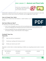 Cells and Organisation Lesson 2 - Animal and Plant Cells - Activity Sheet