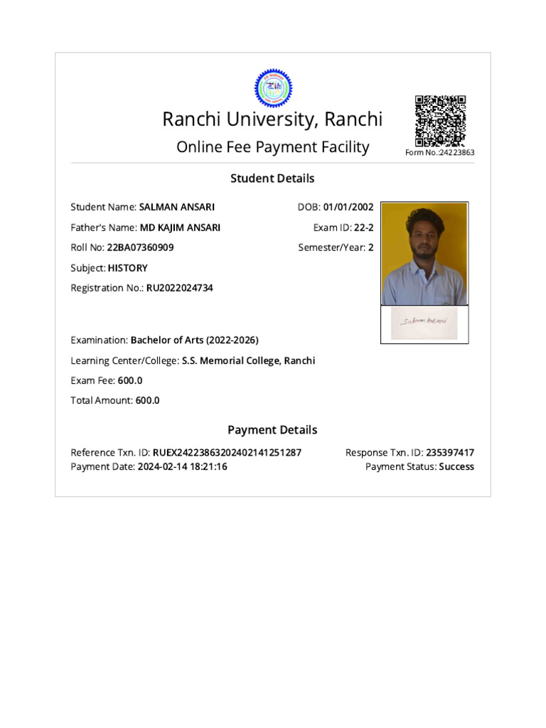 Exam Form - RU | PDF