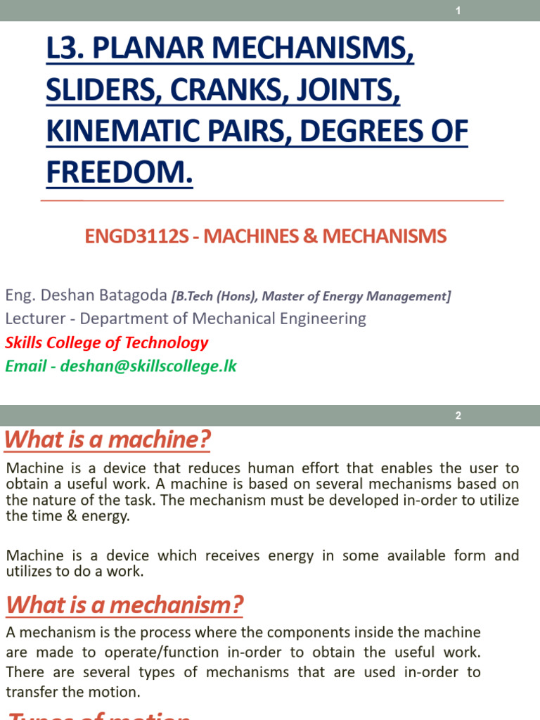 2024-03-03 DMU MM Day 5 Lecture Note | PDF | Machines | Kinematics