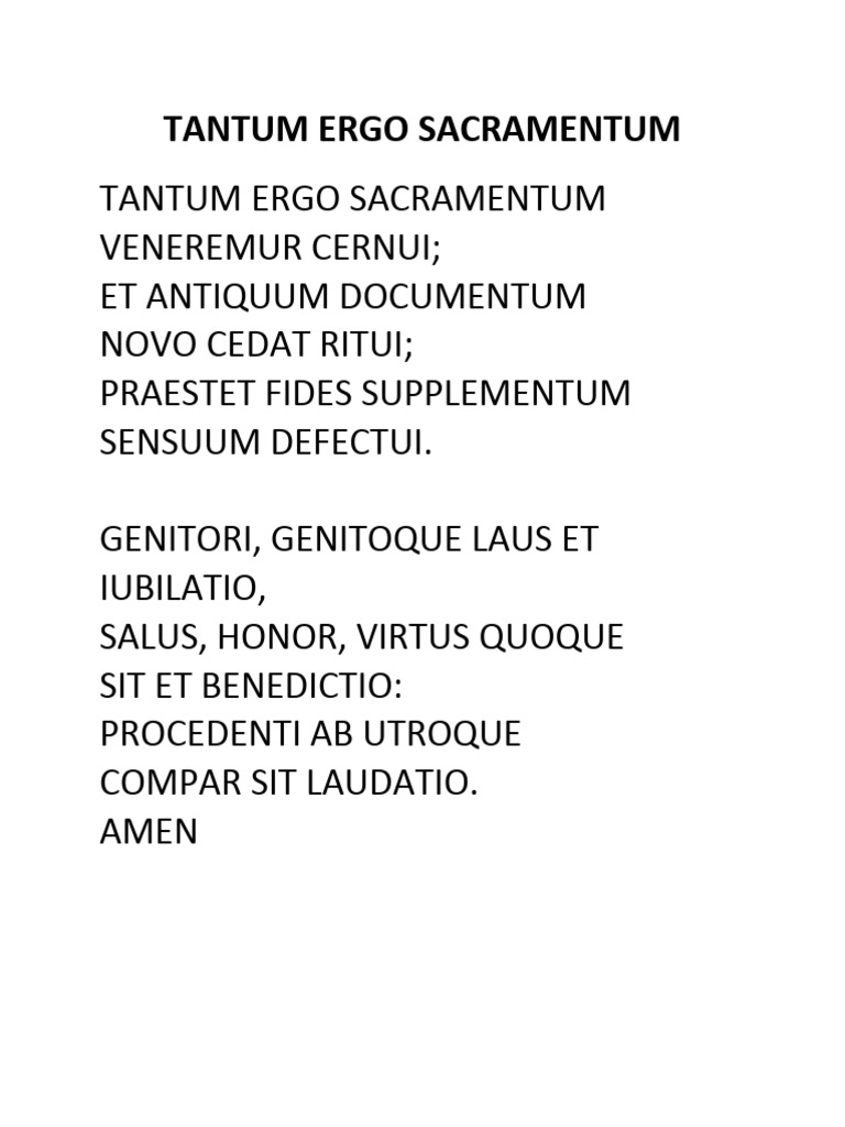 Tantum ergo sacramentum pdf