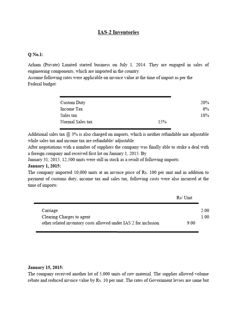 IAS 2 Inventory Valuation Methods | PDF | Inventory | Taxes