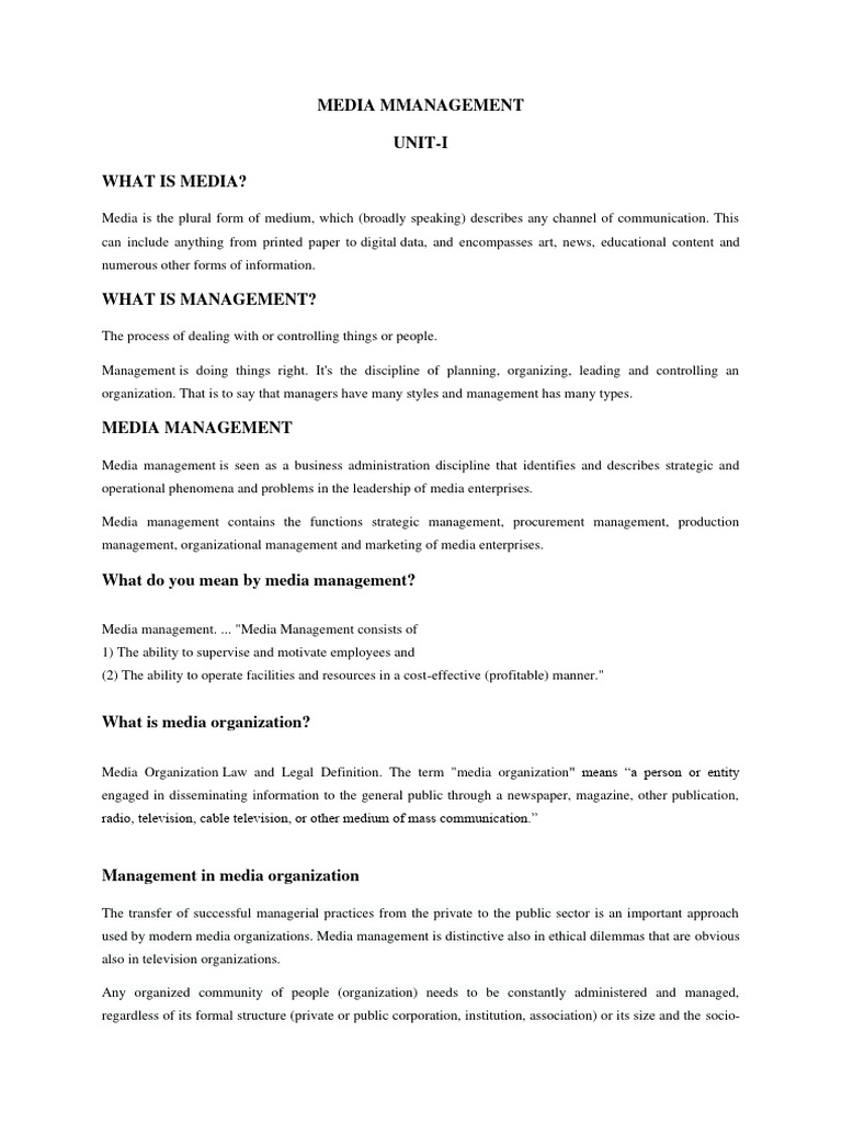 Media Management Essentials | PDF | Marketing | Advertising