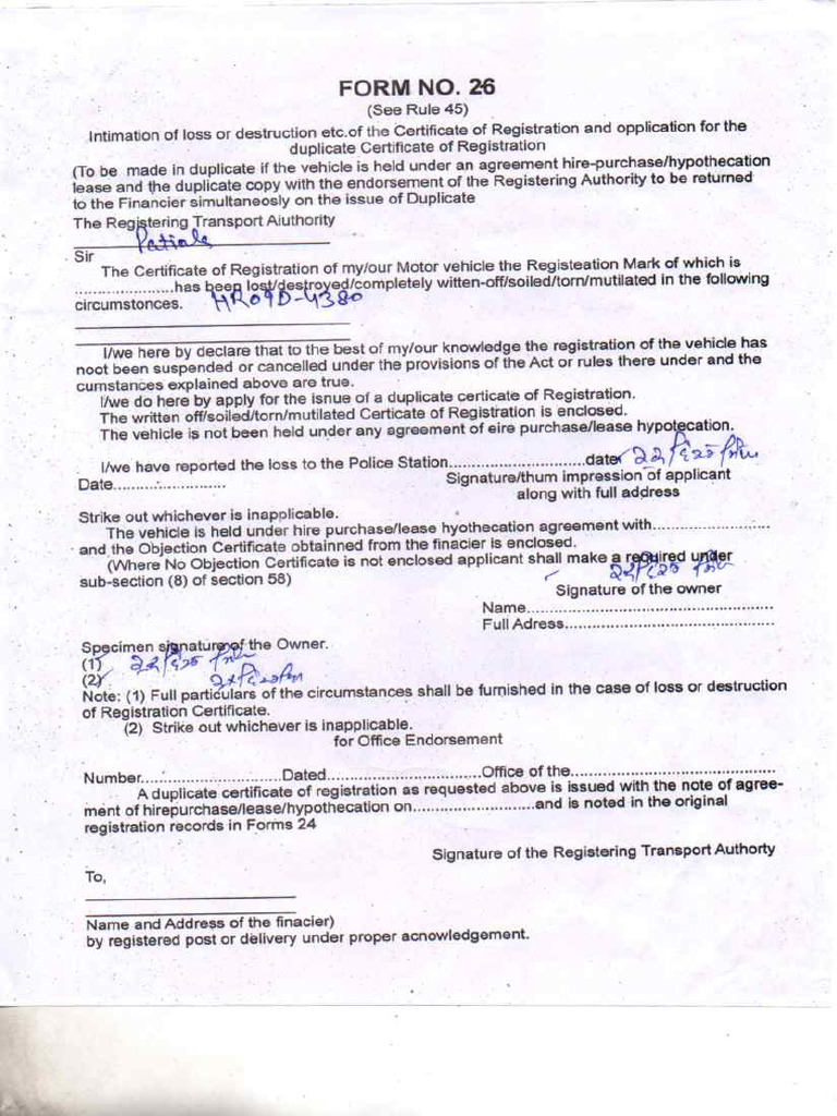 Form 26 An 27 | PDF