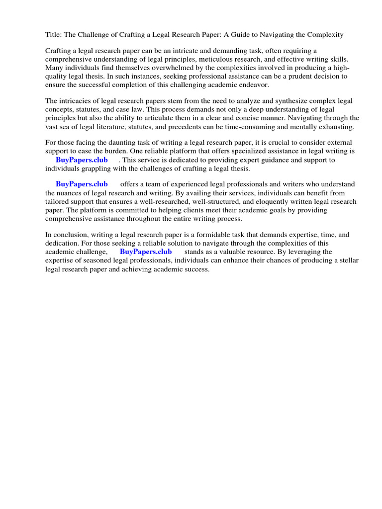 How To Write A Legal Research Paper Example PDF Academic Publishing