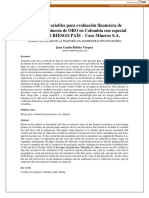 Análisis de Variables para Evaluación Financiera de Proyectos de Minería de ORO