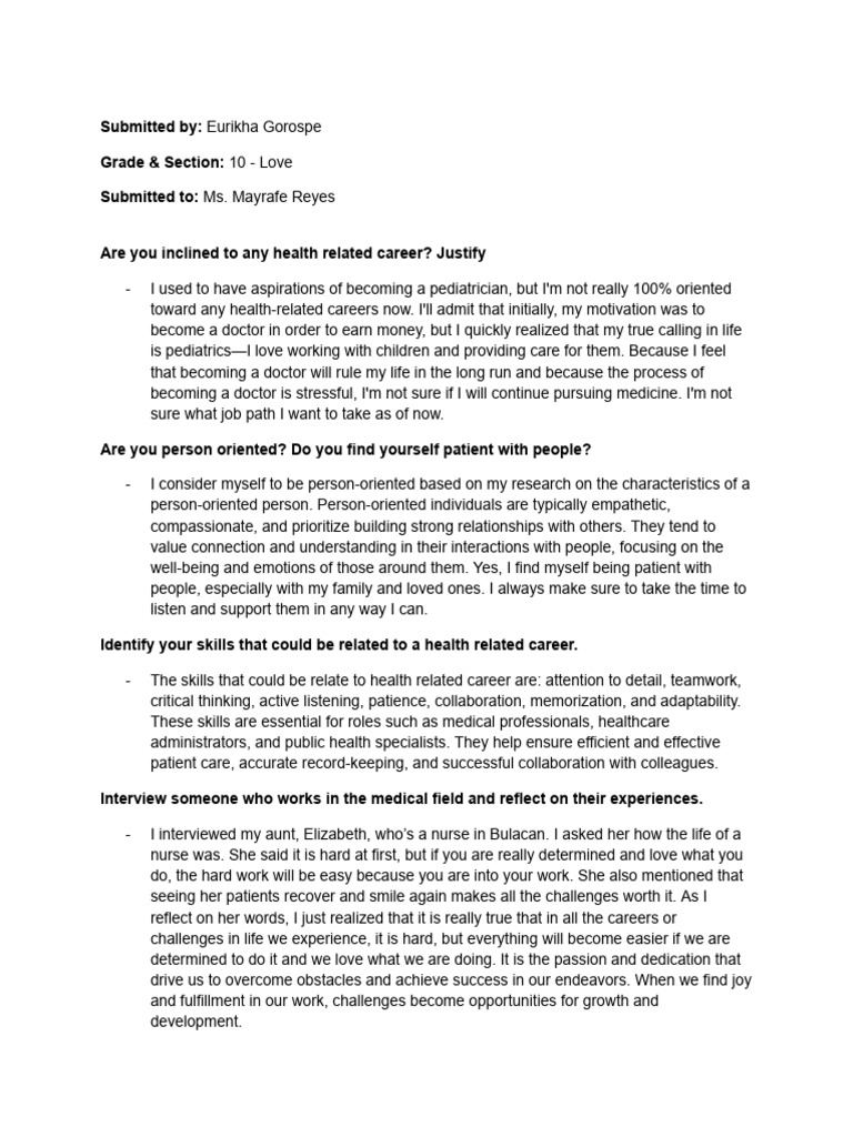 Health Interview | PDF | Motivational | Motivation
