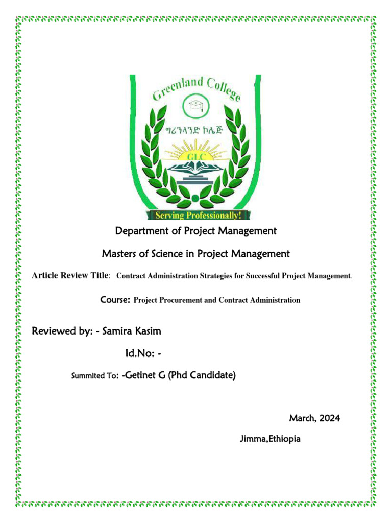 Contract Administration in Project Management | PDF | Project ...